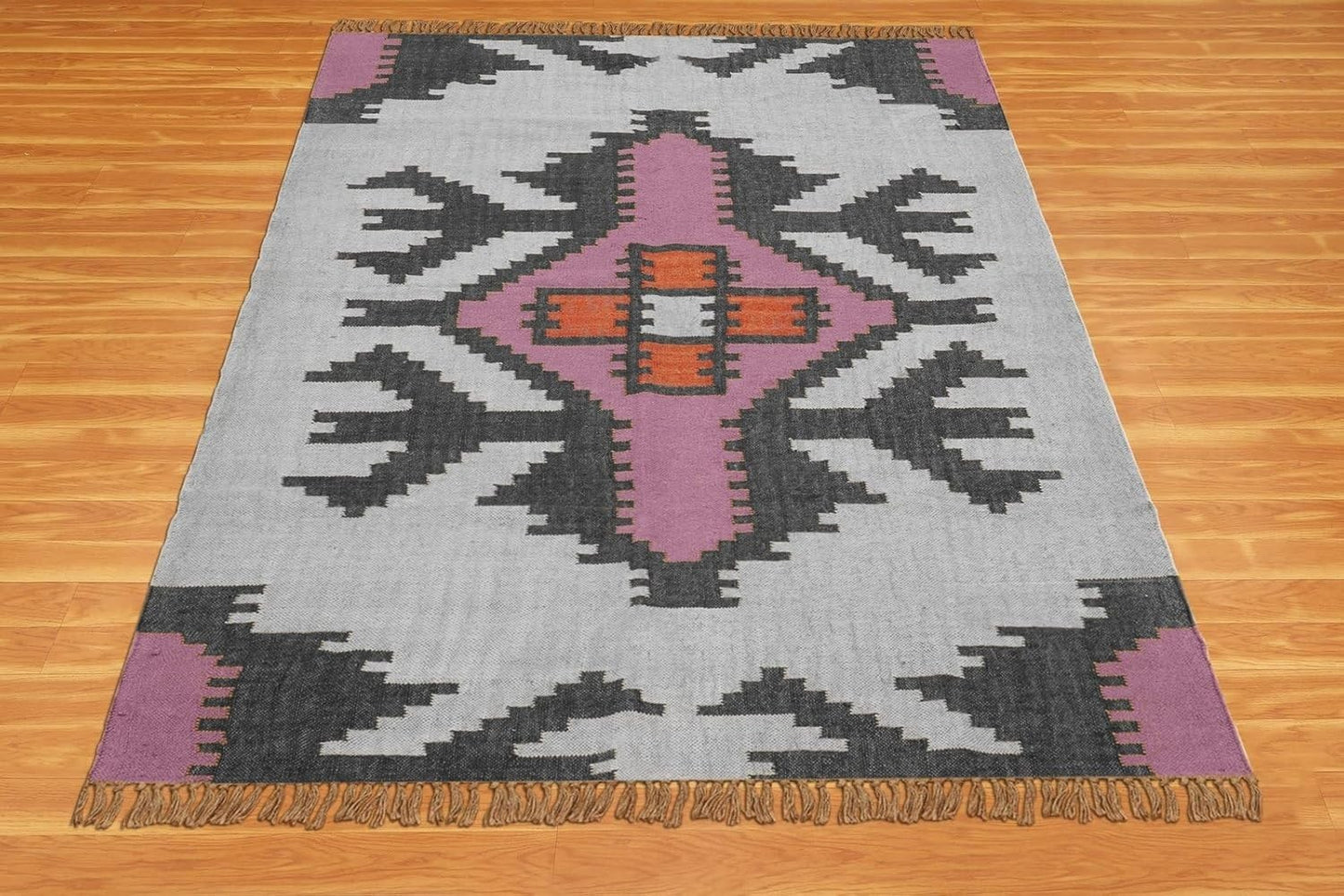 Ripaz Vogue Jute-Teppich, rechteckig, handgeflochten, modernes Design, für Wohnzimmer, Blau und Beige 
