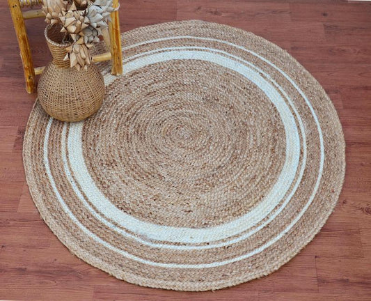 Ripaz Vogue - Rug Round in Jute Rustic Look Hand Braided Rug