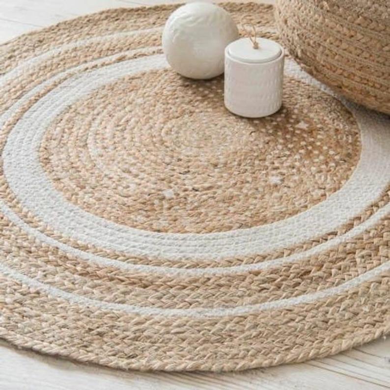 Ripaz Vogue - Rug Round in Jute Rustic Look Hand Braided Rug