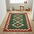 Wool Jute Rug Kilim Traditional Rustic Look Dhurrie Living Room Bedroom Carpet (KLM-53)