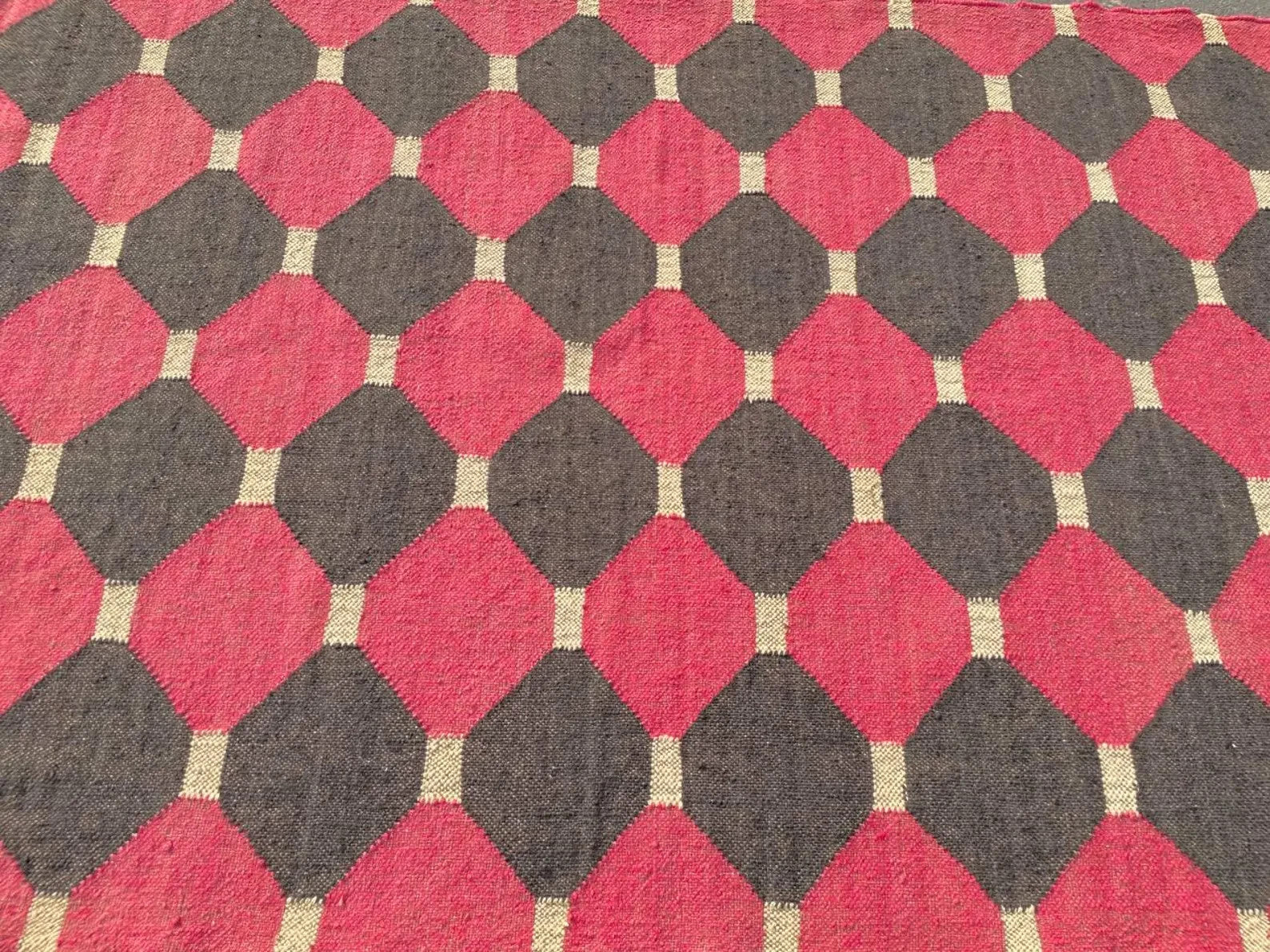 Wool Jute Rug Kilim Traditional Rustic Look Dhurrie Living Room Bedroom Carpet (KLM-23)