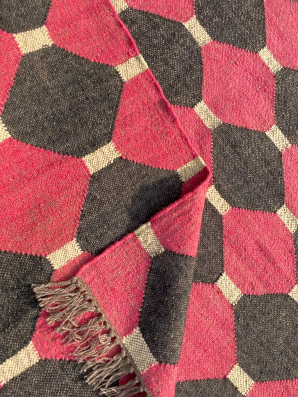 Wool Jute Rug Kilim Traditional Rustic Look Dhurrie Living Room Bedroom Carpet (KLM-23)