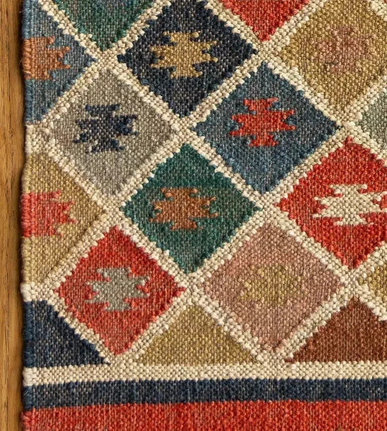 Ripaz Vogue Jute-Teppich, rechteckig, handgeflochten, modernes Design, für Wohnzimmer, Blau und Beige 