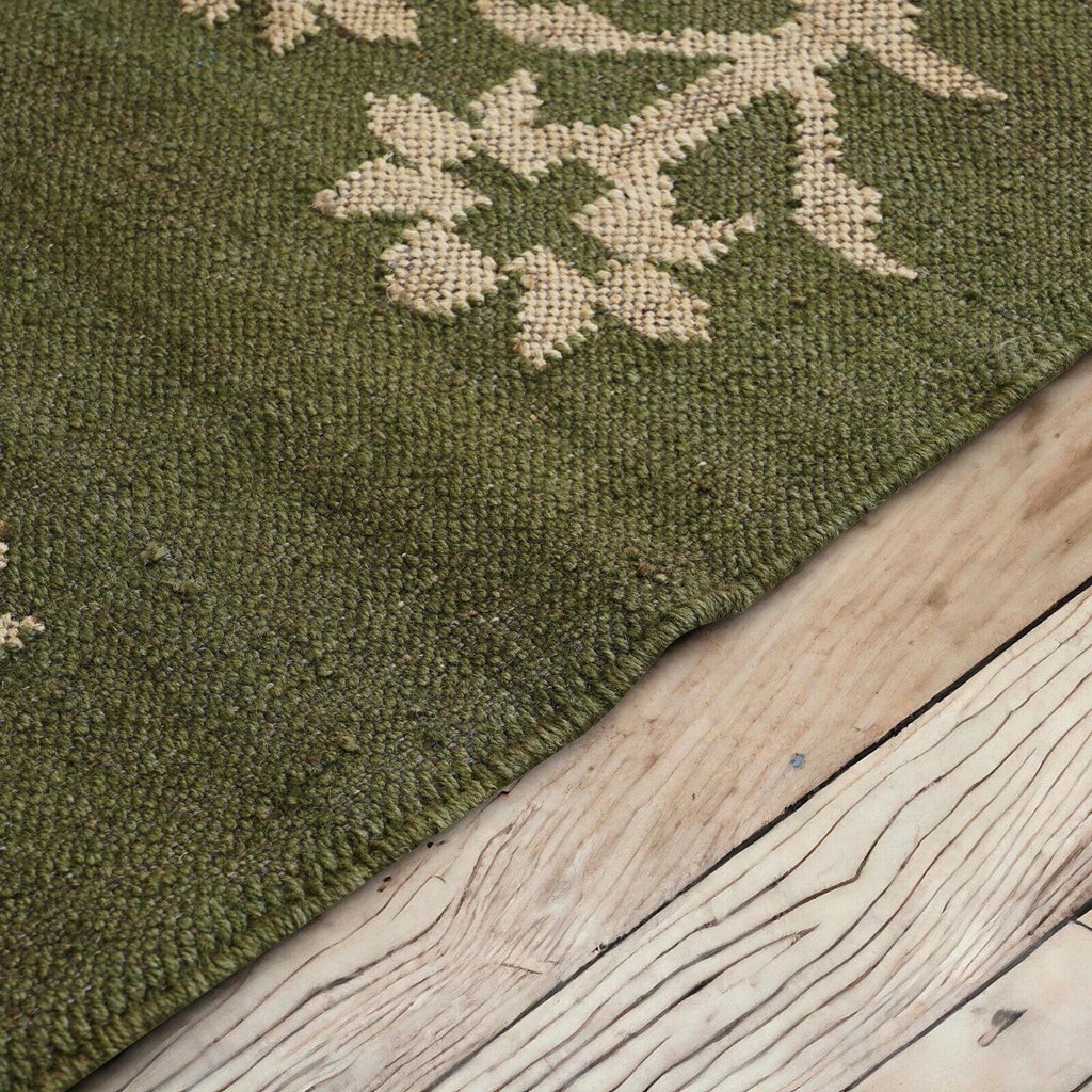 Wool Jute Rug Kilim Traditional Rustic Look Dhurrie Living Room Bedroom Carpet (KLM-55)