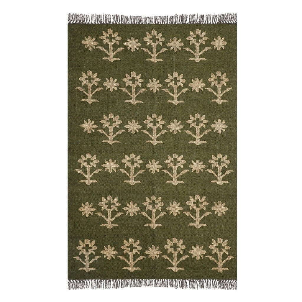 Wool Jute Rug Kilim Traditional Rustic Look Dhurrie Living Room Bedroom Carpet (KLM-55)