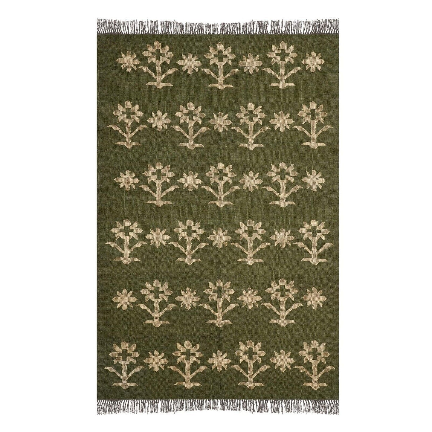 Wool Jute Rug Kilim Traditional Rustic Look Dhurrie Living Room Bedroom Carpet (KLM-55)