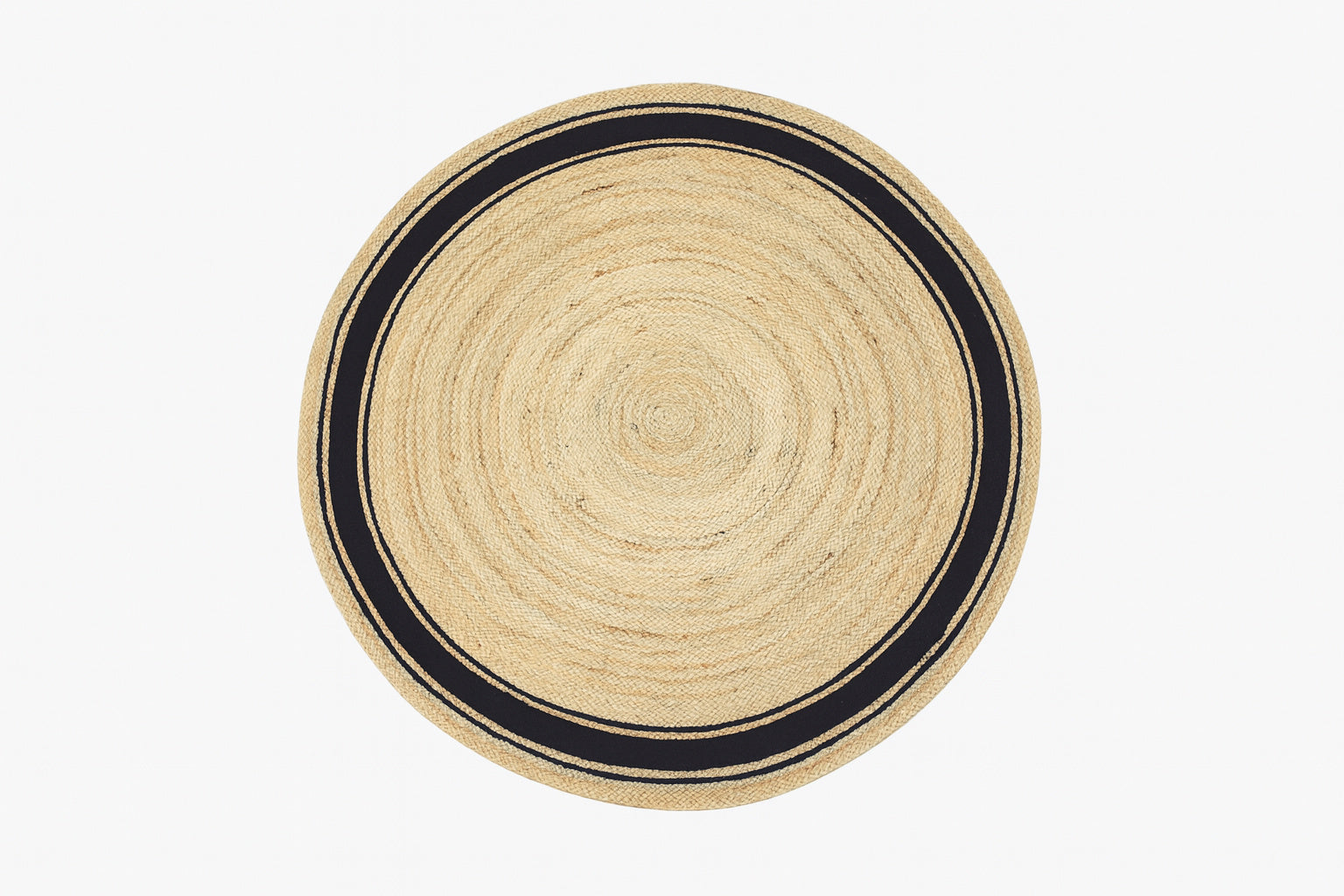 Ripaz Vogue - Tapis rond en jute tressé à la main aspect rustique beige avec bordure jaune 