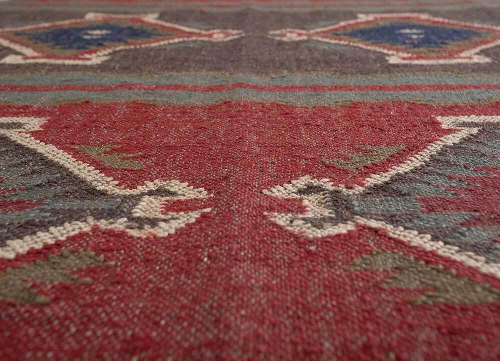 Wool Jute Rug Kilim Traditional Rustic Look Dhurrie Living Room Bedroom Carpet (KLM-58)