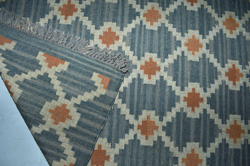 Wool Jute Rug Kilim Traditional Rustic Look Dhurrie Living Room Bedroom Carpet (KLM-05)