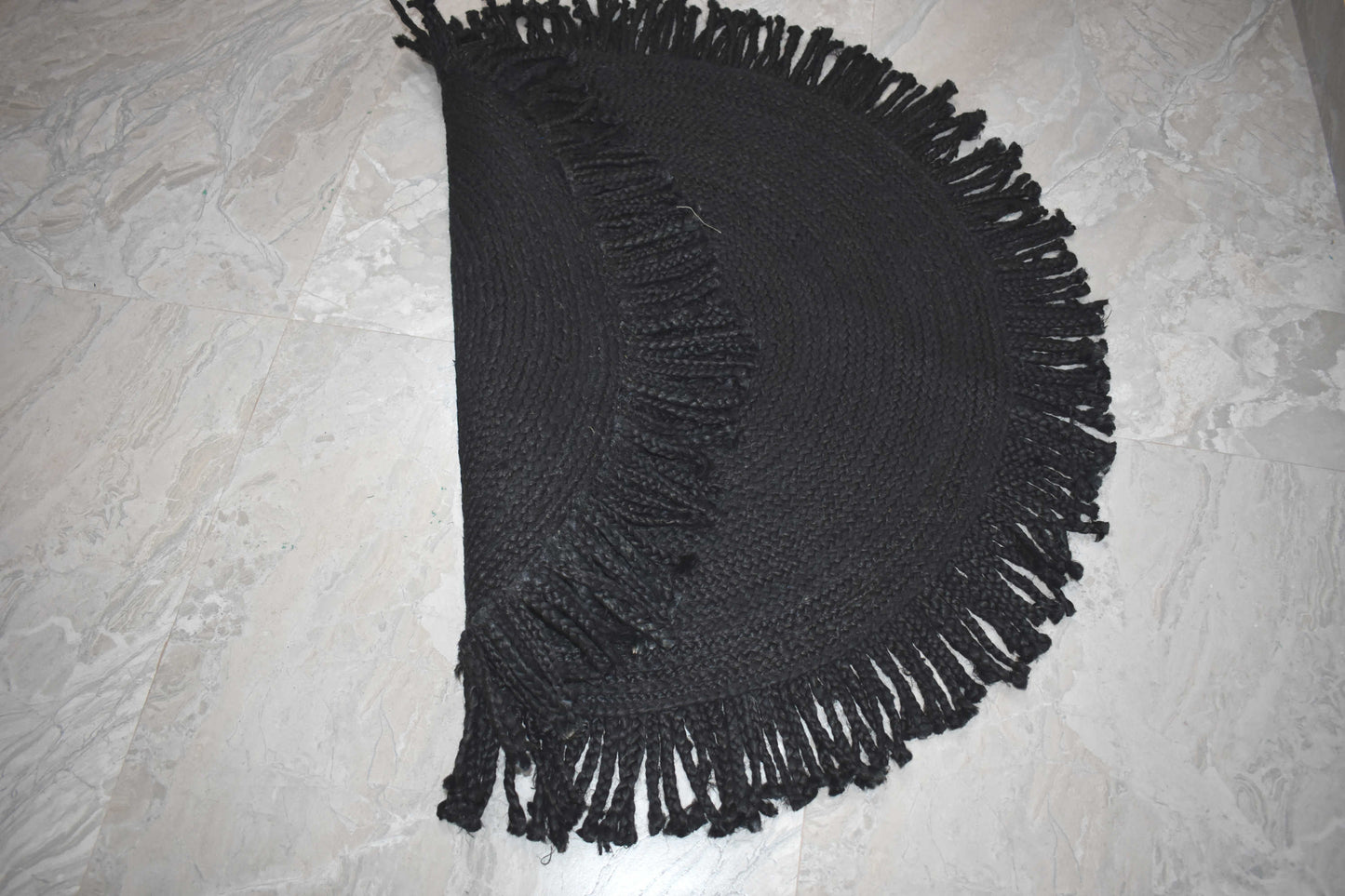 Ripaz Vogue - Floor Carpet 100% Natural Jute Hand Braided Latest Design Area Rug, Round, Black