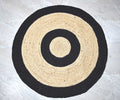 Ripaz Vogue - Tapis rond en jute tressé à la main aspect rustique beige avec bordure jaune 