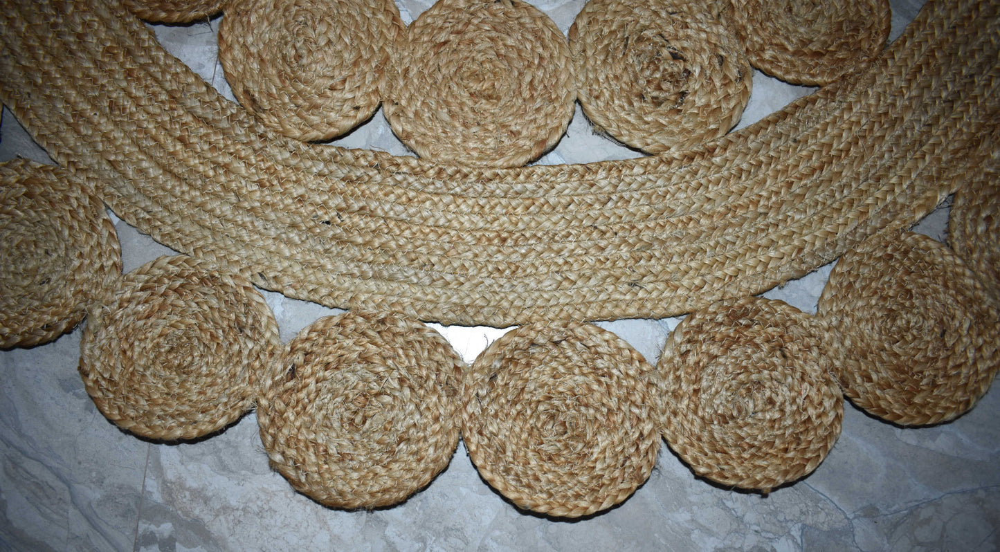 Ripaz Vogue - Floor Carpet 100% Natural Jute Hand Braided Latest Design Area Rug, Round, Beige
