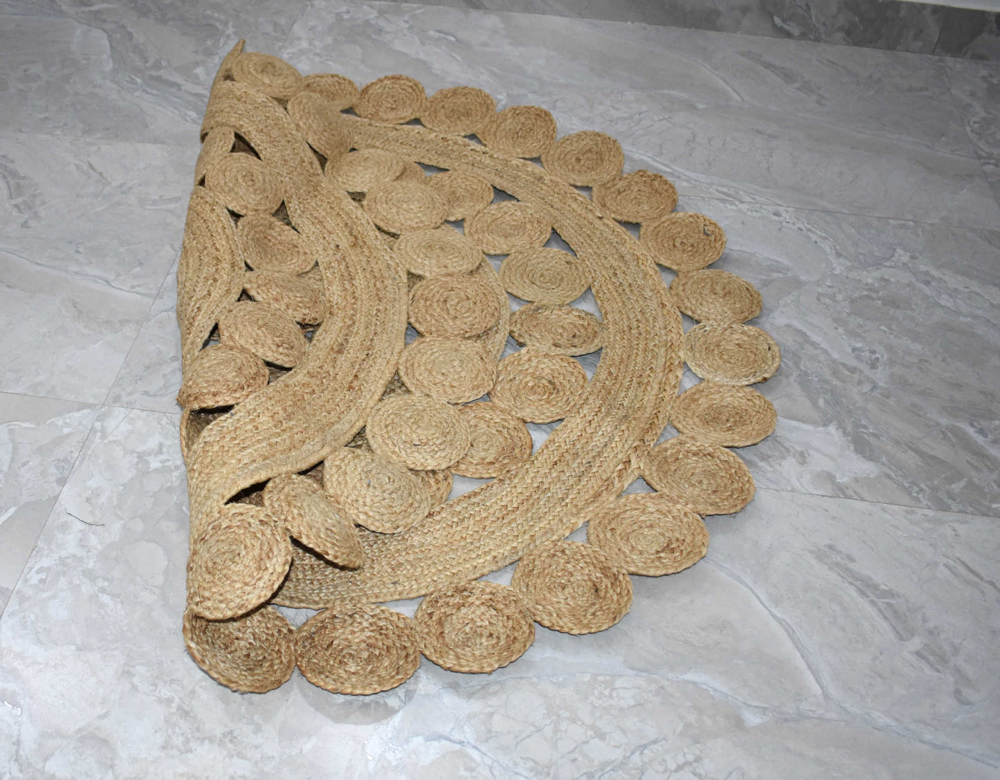 Ripaz Vogue - Floor Carpet 100% Natural Jute Hand Braided Latest Design Area Rug, Round, Beige