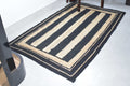 Jute Rug Natural Modern Design Braided Rectangle Area Rug, Black & Beige