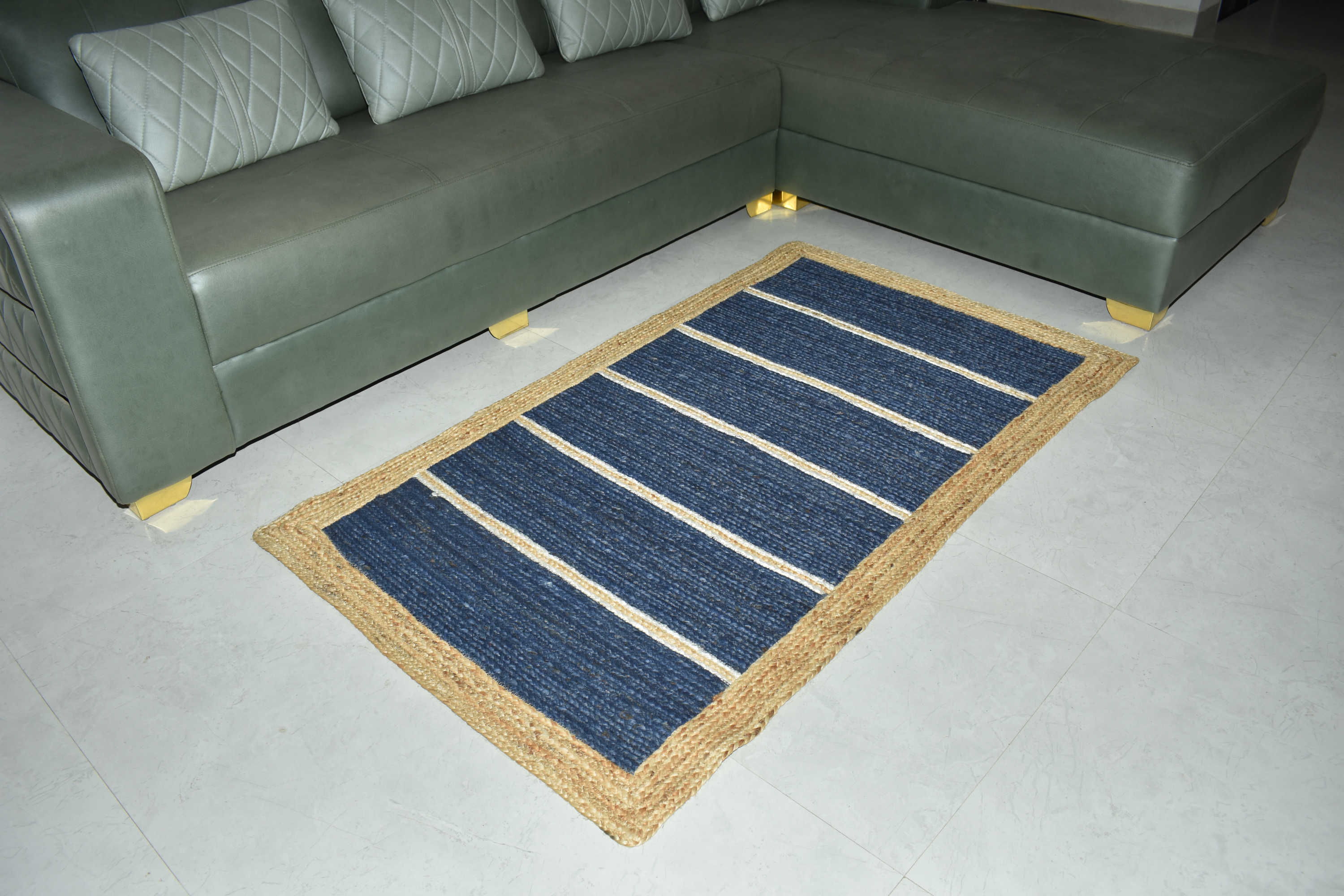 Ripaz Vogue Jute Rug Rectangle Hand Braided Modern Design Area Rug for Living Room