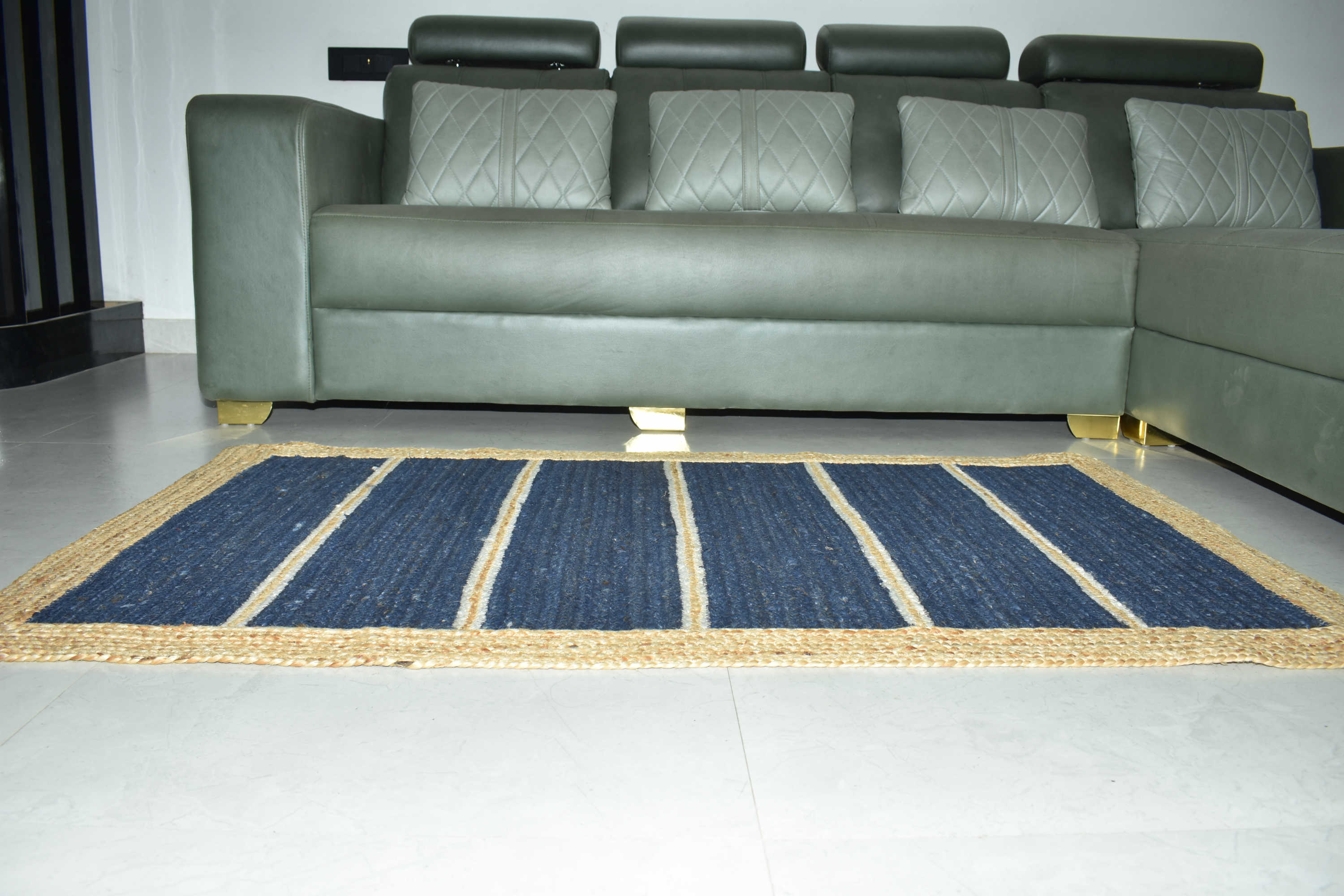 Ripaz Vogue Jute Rug Rectangle Hand Braided Modern Design Area Rug for Living Room