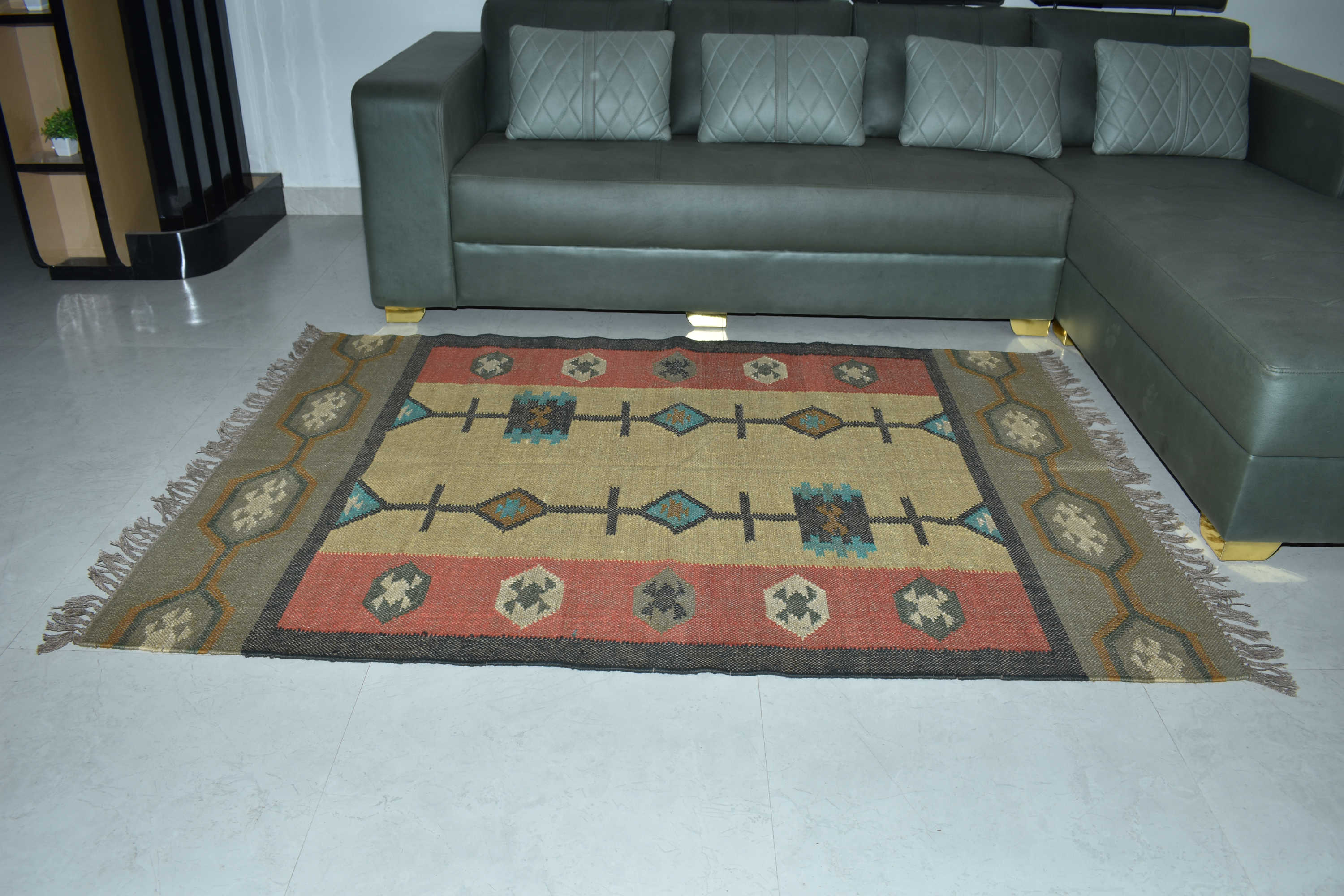 Carpet Wool & Jute Kilim Traditional Rustic Look Rug Living Room Bedroom Carpet