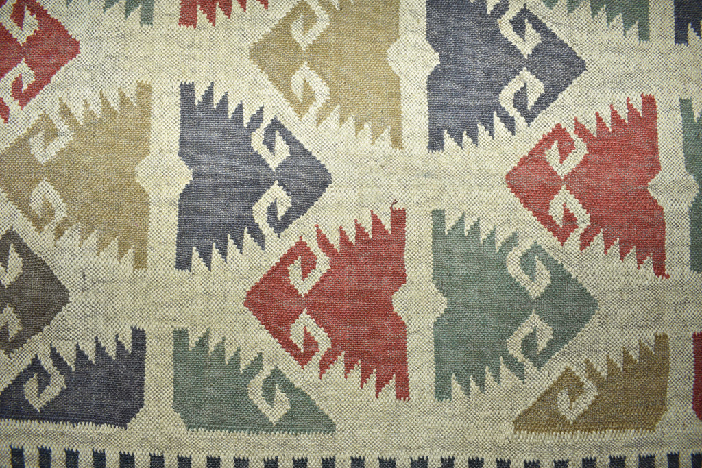 Wool Jute Rug Kilim Traditional Rustic Look Dhurrie Living Room Bedroom Carpet (KLM-07)