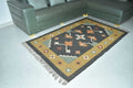 Wool Jute Rug Kilim Traditional Rustic Look Dhurrie Living Room Bedroom Carpet (KLM-06)