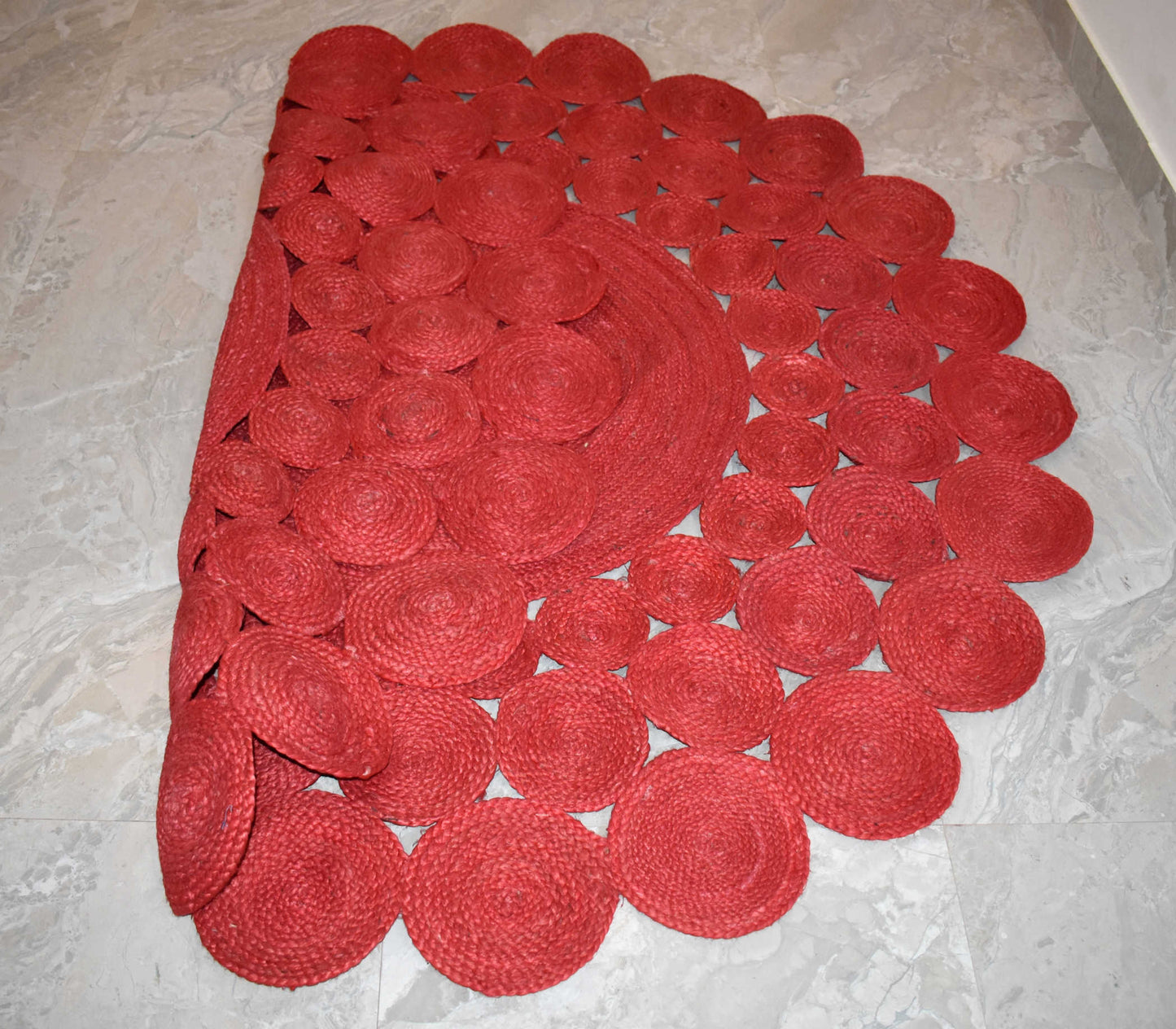 Ripaz Vogue - Floor Carpet 100% Natural Jute Hand Braided Latest Design Area Rug, Round, Red