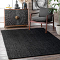 Natural Black Dye Jute Rug Handmade Rustic Home Decor