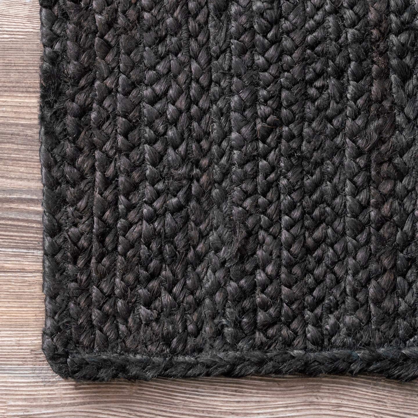 Natural Black Dye Jute Rug Handmade Rustic Home Decor