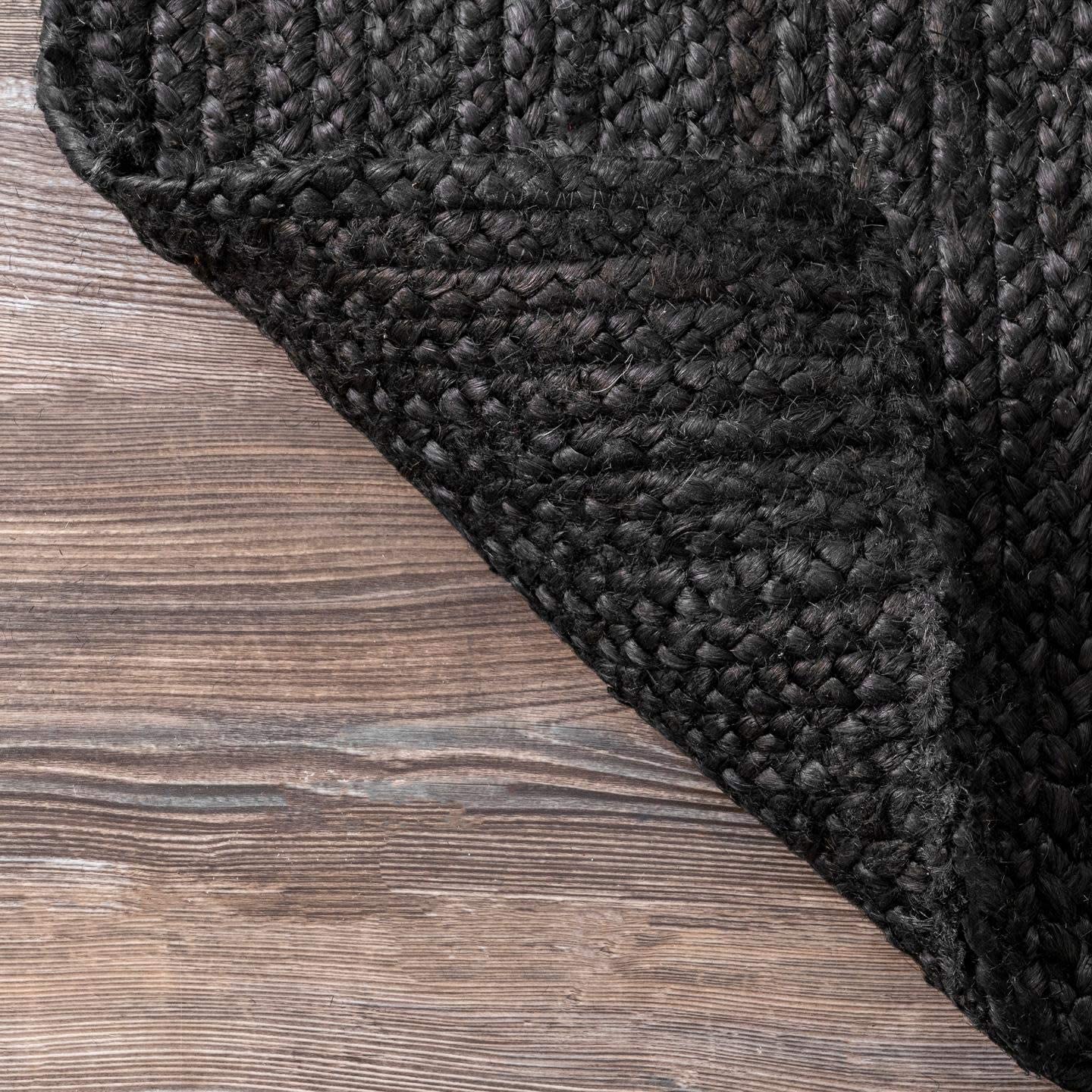 Natural Black Dye Jute Rug Handmade Rustic Home Decor