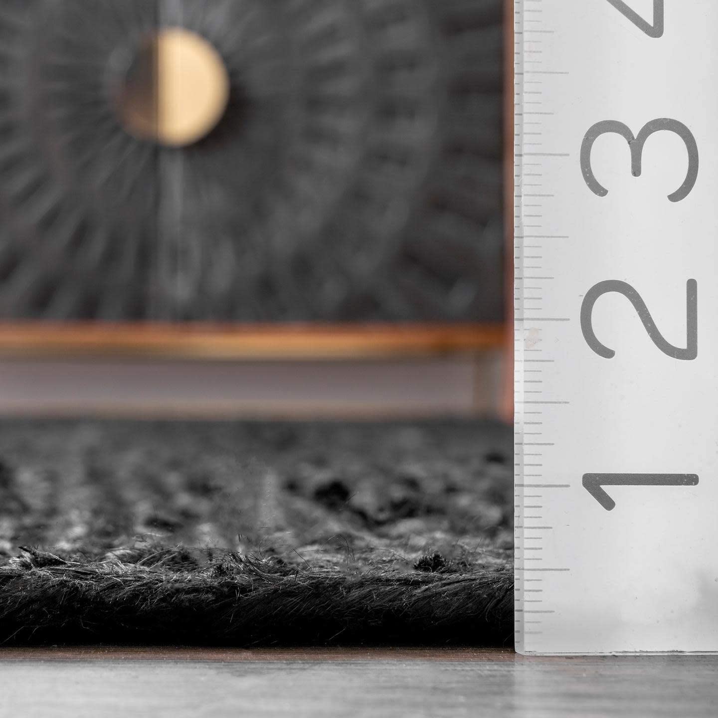 Natural Black Dye Jute Rug Handmade Rustic Home Decor