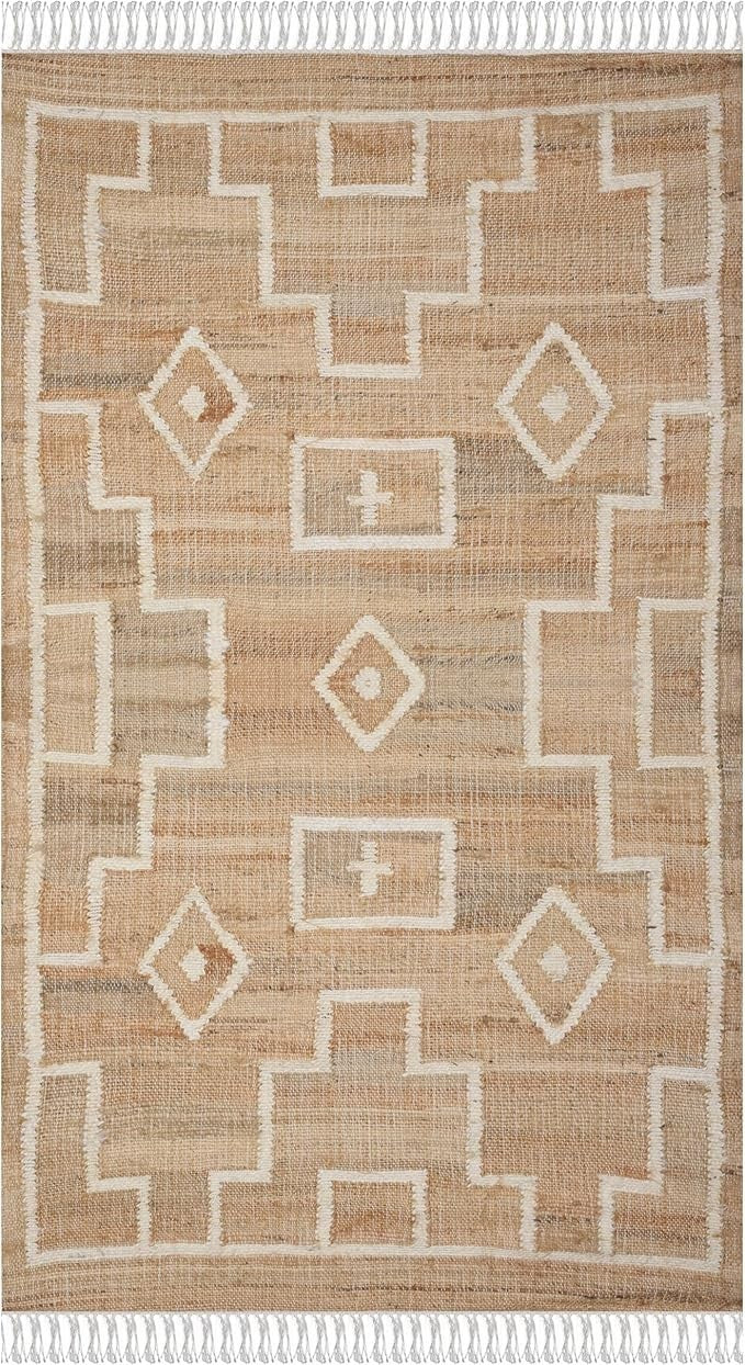 Wool Jute Rug Kilim Traditional Rustic Look Dhurrie Living Room Bedroom Carpet (KLM-29)