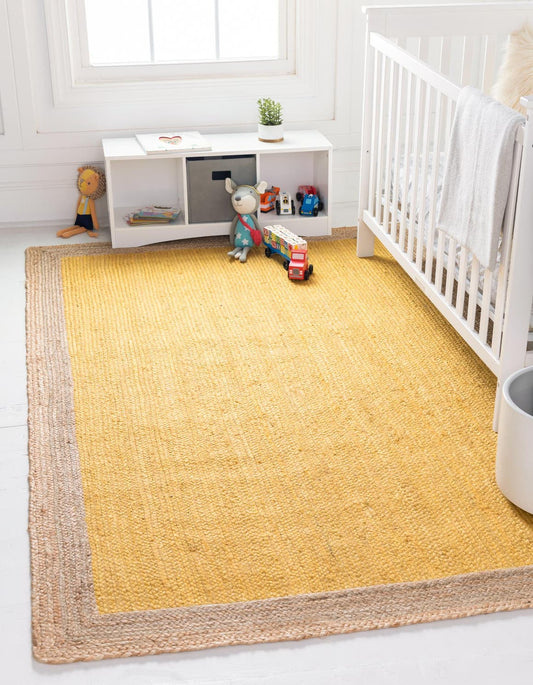 Natural Handwoven Jute Rug Rectangle Area Carpet Decor Eco-Friendly Boho Floor Carpet