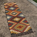 Wool Jute Rug Kilim Traditional Rustic Look Dhurrie Living Room Bedroom Carpet (KLM-59)
