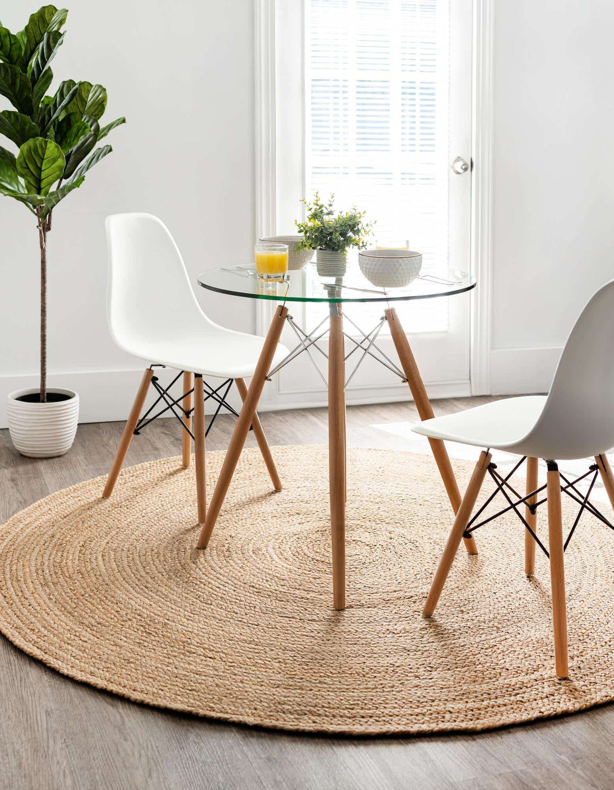 Ripaz Vogue - Jute Round Area Rug Handmade Natural Braided Carpet Rustic Boho Bedroom Decor
