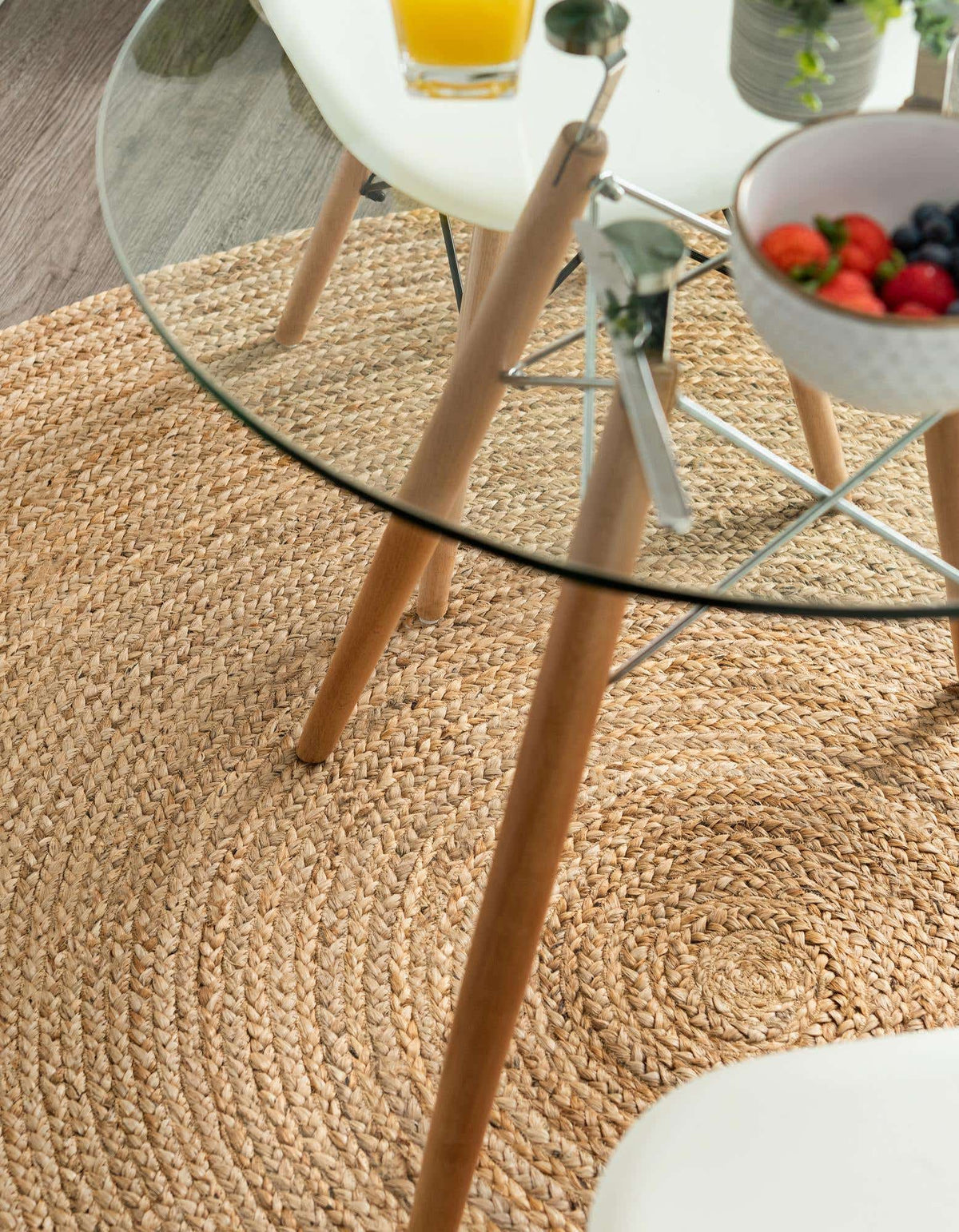 Ripaz Vogue - Jute Round Area Rug Handmade Natural Braided Carpet Rustic Boho Bedroom Decor