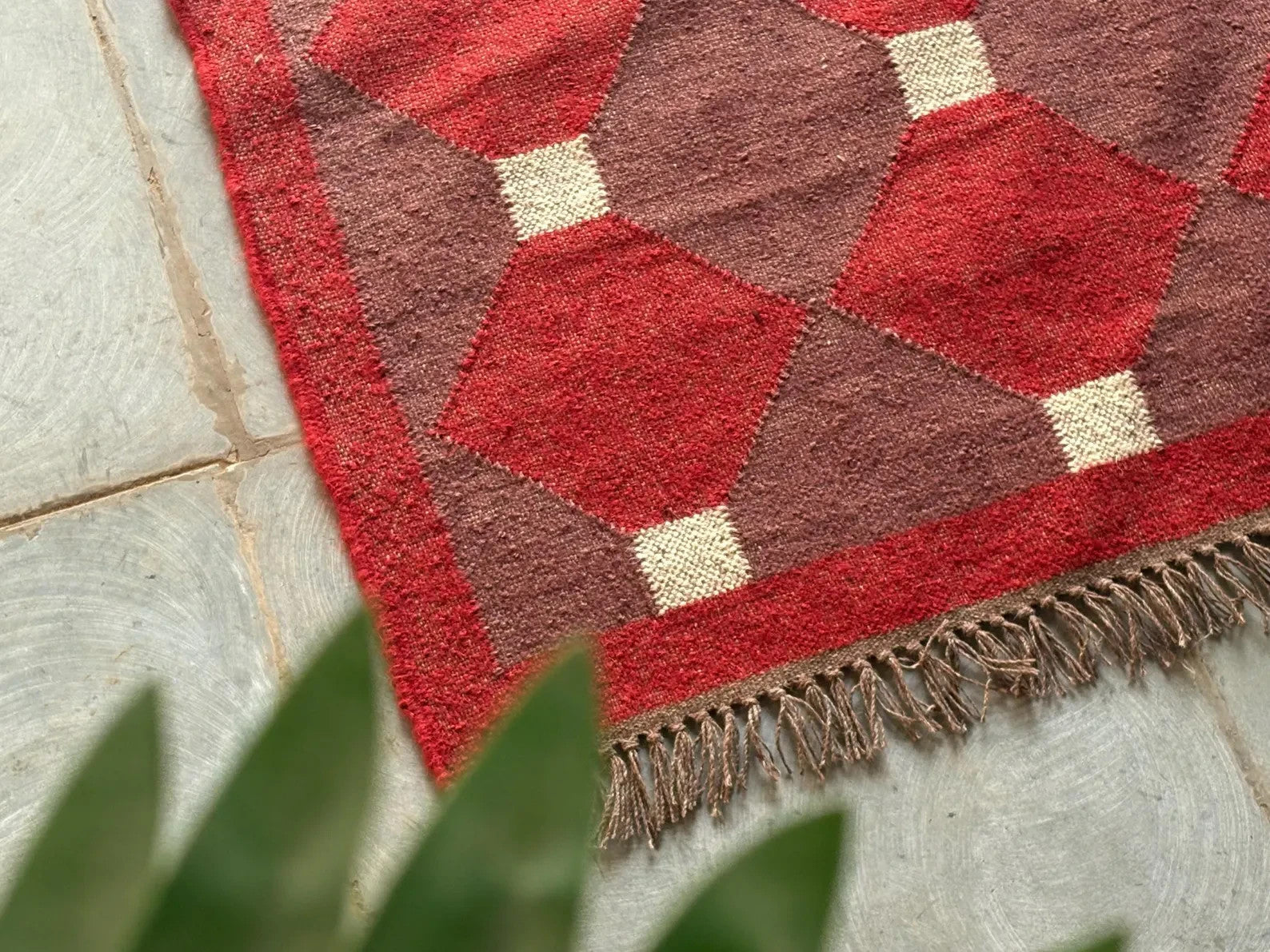 Wool Jute Rug Kilim Traditional Rustic Look Dhurrie Living Room Bedroom Carpet (KLM-33)