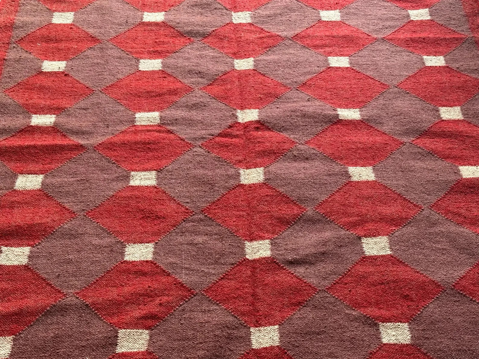 Wool Jute Rug Kilim Traditional Rustic Look Dhurrie Living Room Bedroom Carpet (KLM-33)