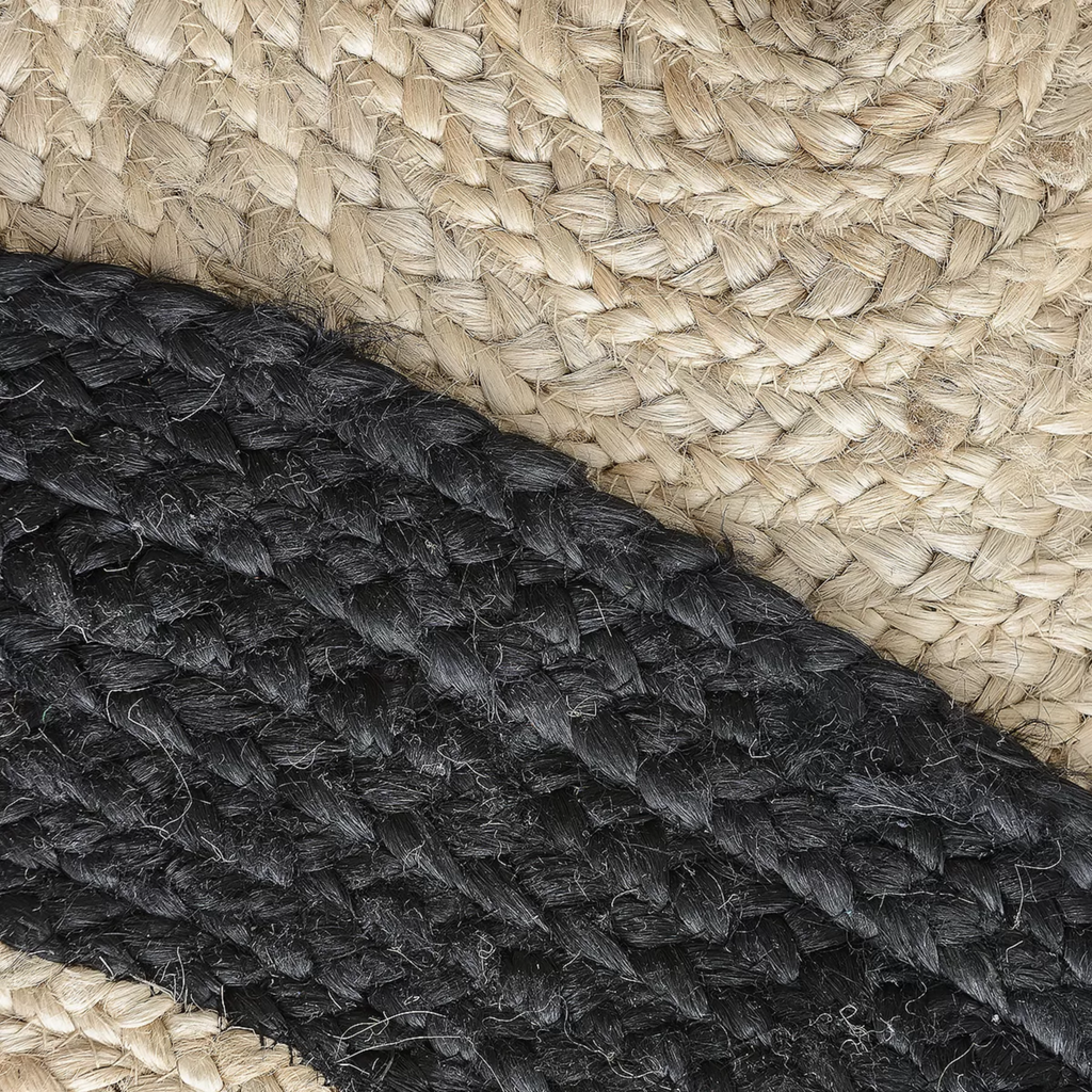 Ripaz Vogue - Tapis rond en jute tressé à la main aspect rustique beige avec bordure noire 
