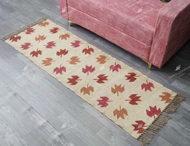 Wool Jute Rug Kilim Traditional Rustic Look Dhurrie Living Room Bedroom Carpet (KLM-66)