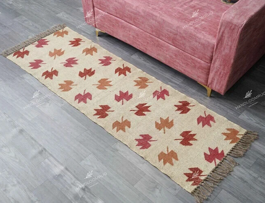 Wool Jute Rug Kilim Traditional Rustic Look Dhurrie Living Room Bedroom Carpet (KLM-66)