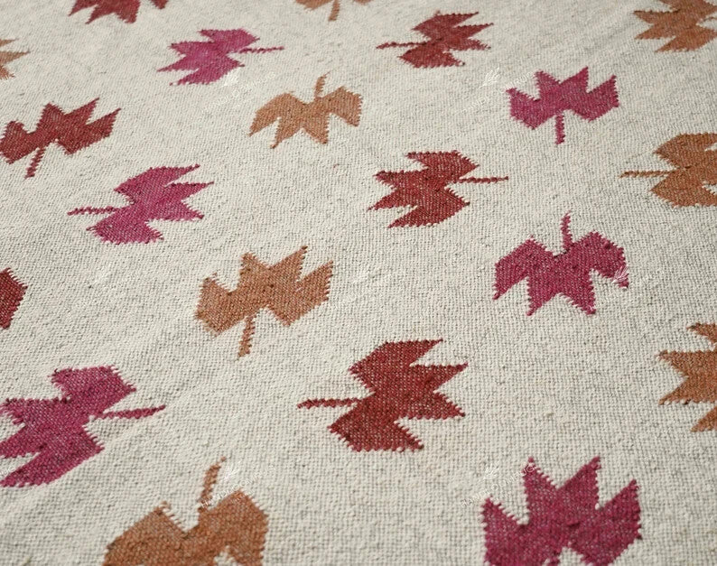 Wool Jute Rug Kilim Traditional Rustic Look Dhurrie Living Room Bedroom Carpet (KLM-66)