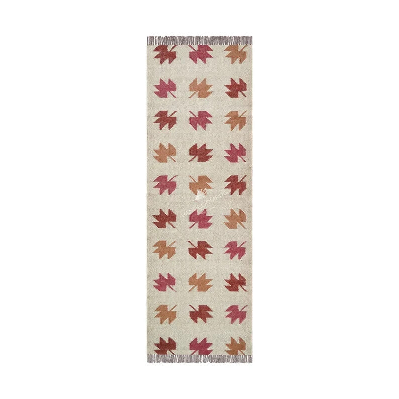 Wool Jute Rug Kilim Traditional Rustic Look Dhurrie Living Room Bedroom Carpet (KLM-66)