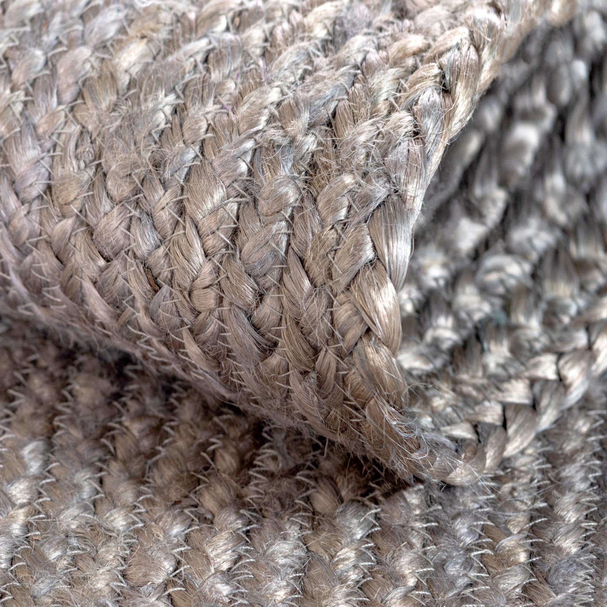 Ripaz Vogue - Tapis rond en jute tressé à la main aspect rustique beige avec bordure jaune 