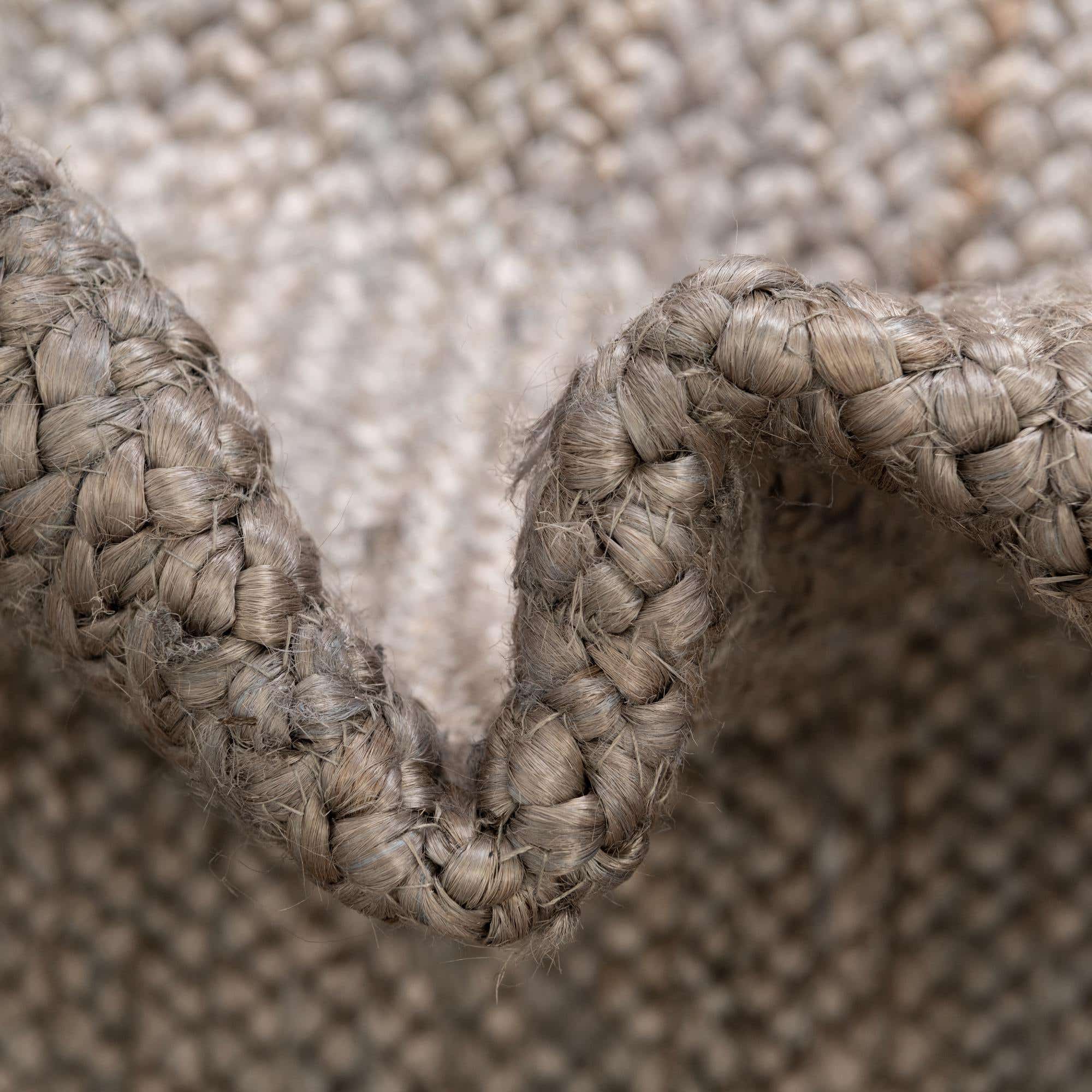 Ripaz Vogue - Tapis rond en jute tressé à la main aspect rustique beige avec bordure jaune 