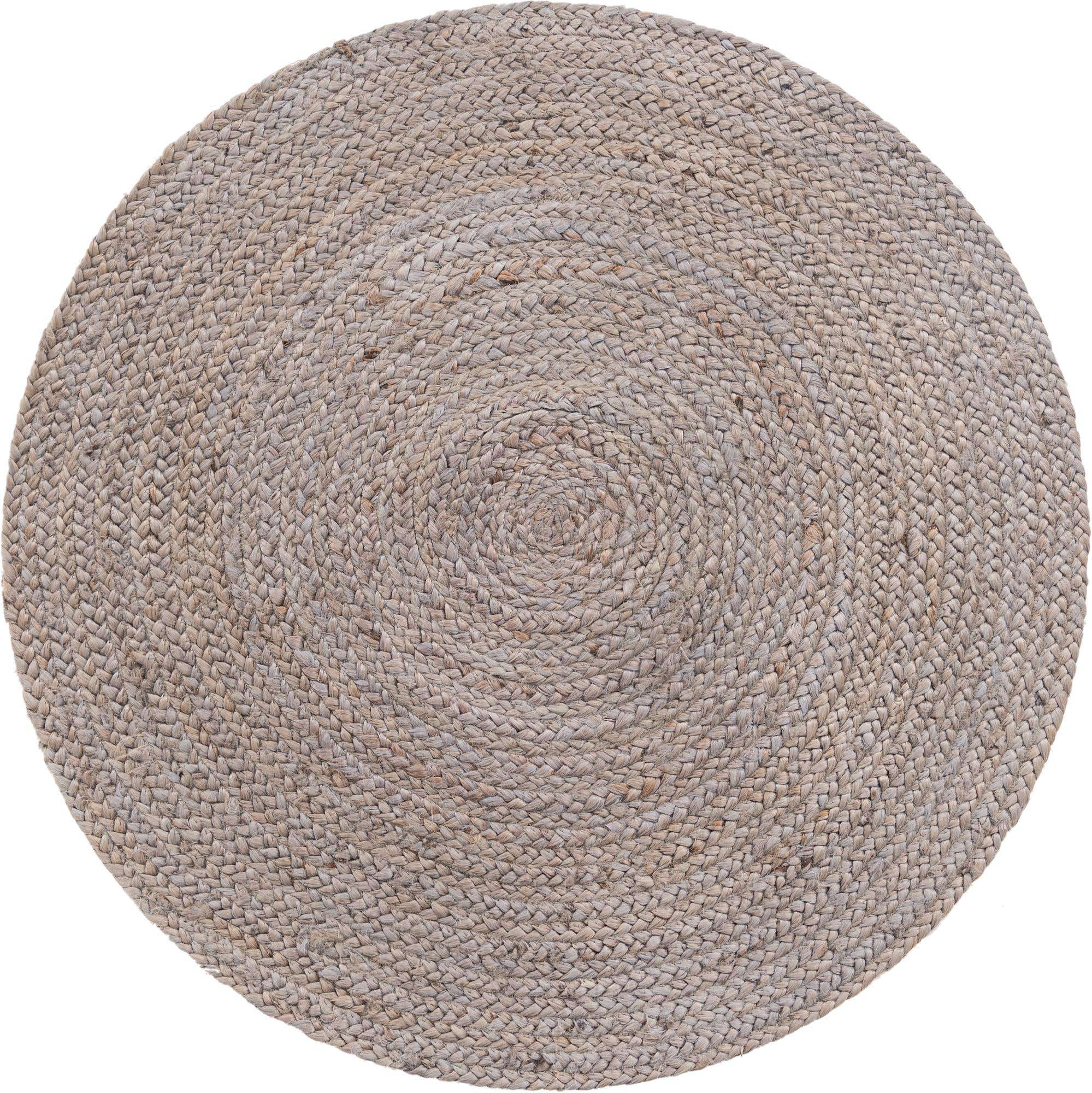 Ripaz Vogue - Tapis rond en jute tressé à la main aspect rustique beige avec bordure jaune 