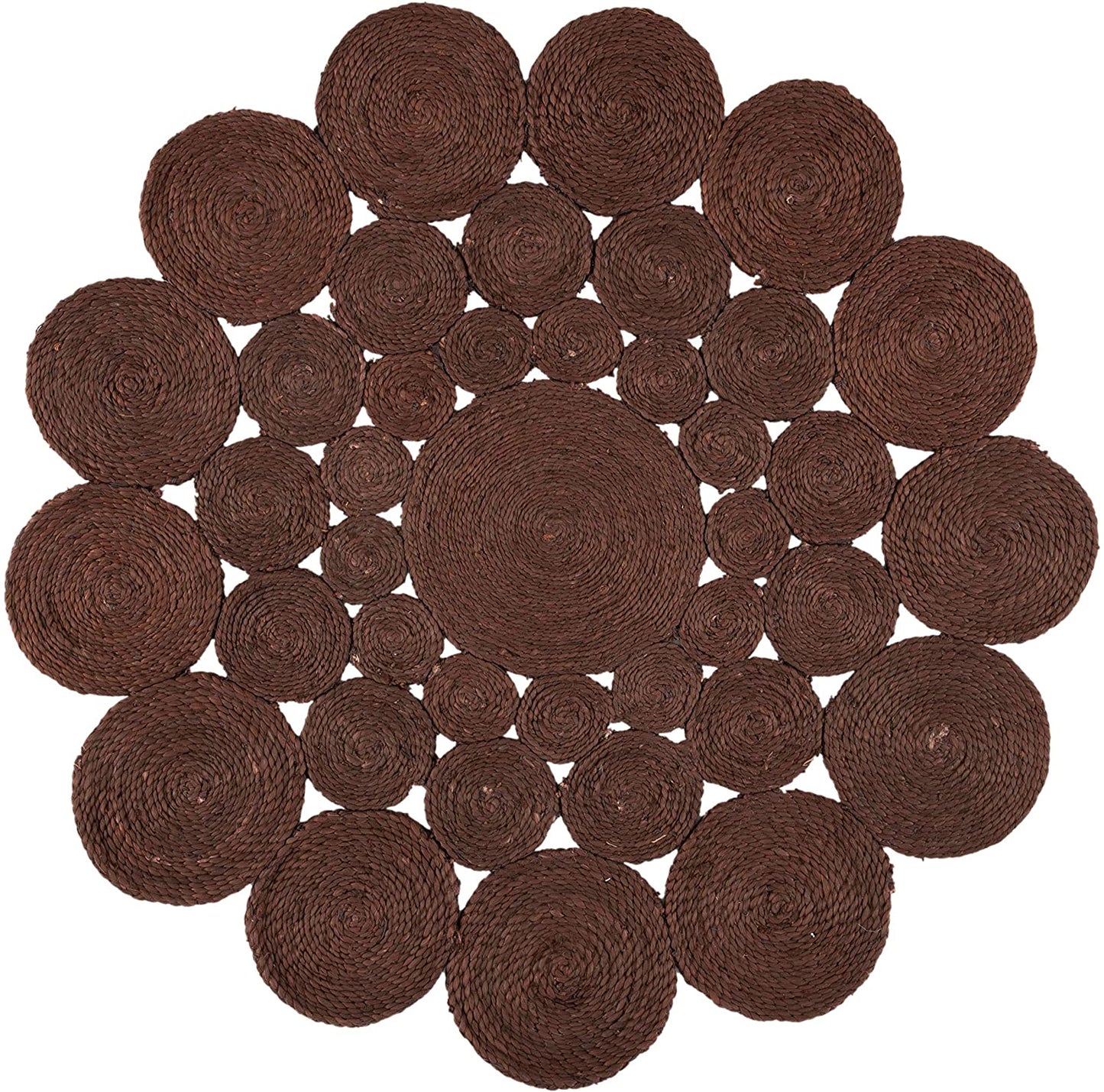 Jute Rug Round Circle Design Braided Jute Area Rug, Brown