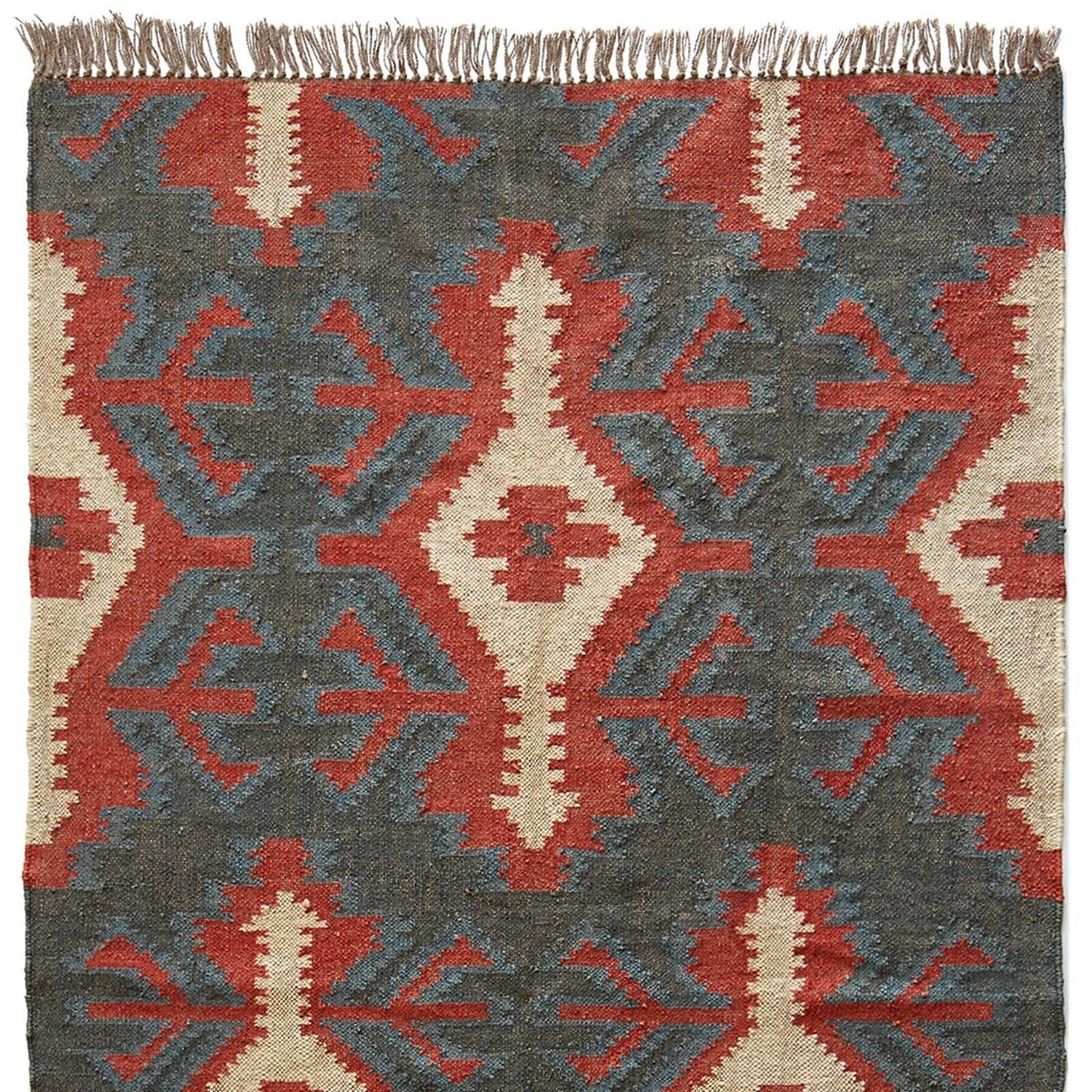 Ripaz Vogue Jute-Teppich, rechteckig, handgeflochten, modernes Design, für Wohnzimmer, Blau und Beige 