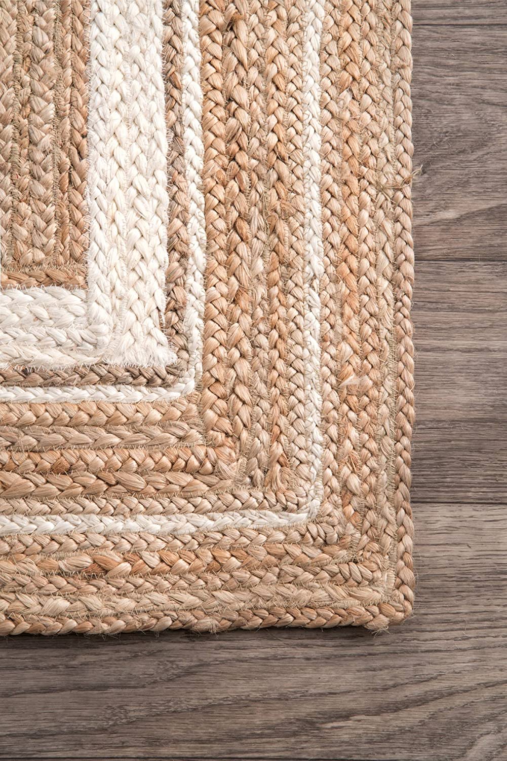 Jute-Teppich, rechteckig, handgeflochten, Bauernhaus-Jute-Teppich für Wohnzimmer, Flur, Schlafzimmer 