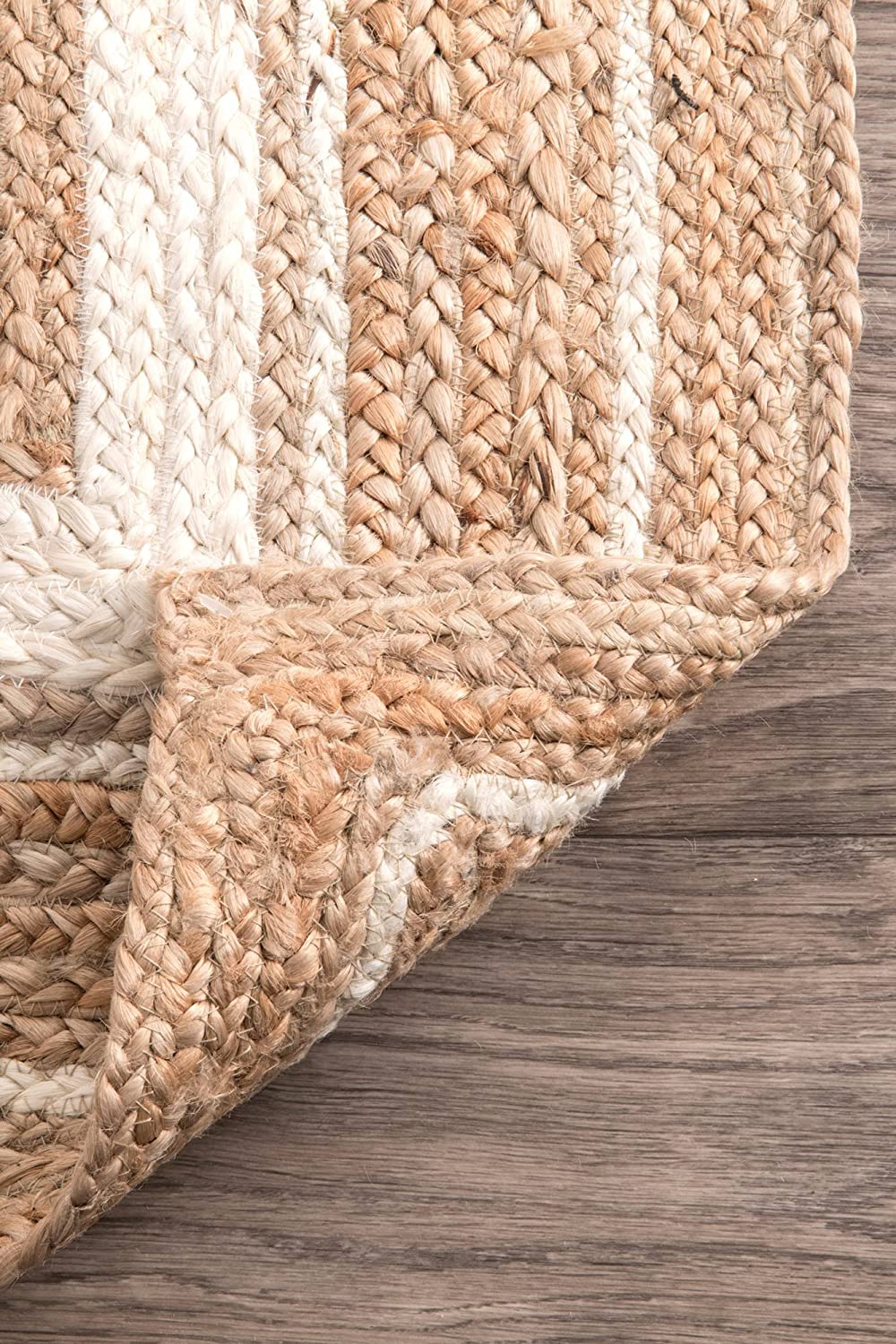 Jute-Teppich, rechteckig, handgeflochten, Bauernhaus-Jute-Teppich für Wohnzimmer, Flur, Schlafzimmer 