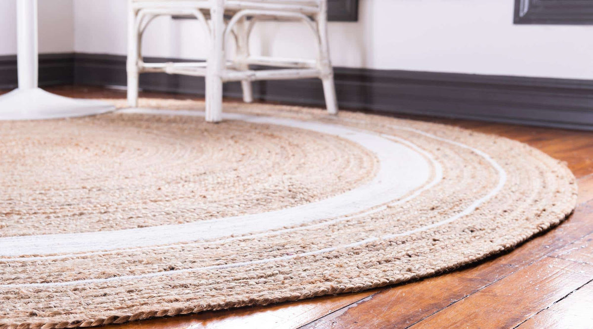 Ripaz Vogue - Natural Round Jute Carpet Handmade Area Rug Farmhouse Rustic Home Floor Decor
