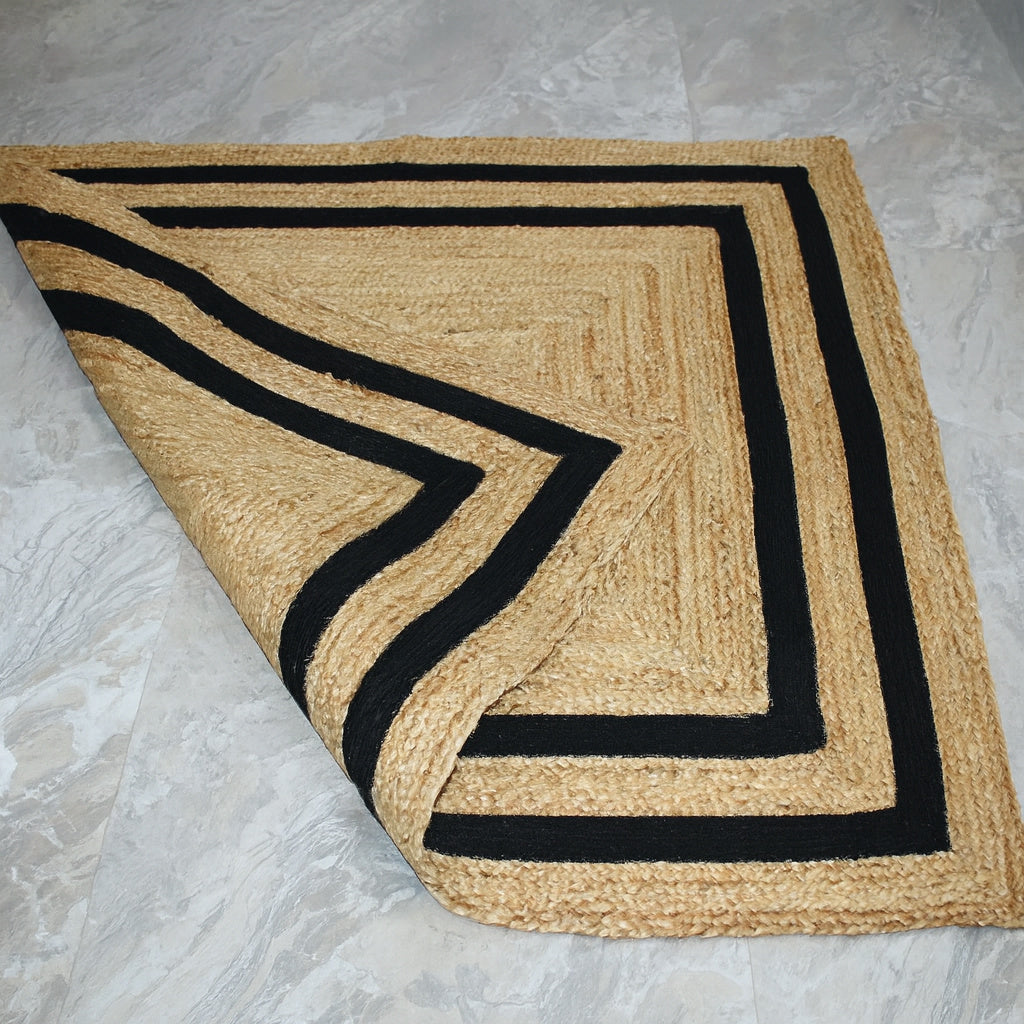 Natural Jute Rug Rectangle Hand Braided Farmhouse Jute Area Rug Eco Friendly Carpet