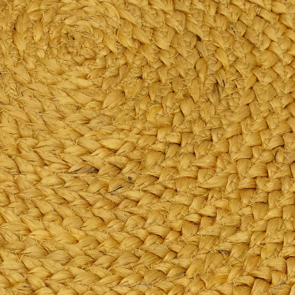 Ripaz Vogue - Tapis rond en jute tressé à la main aspect rustique jaune avec bordure beige 